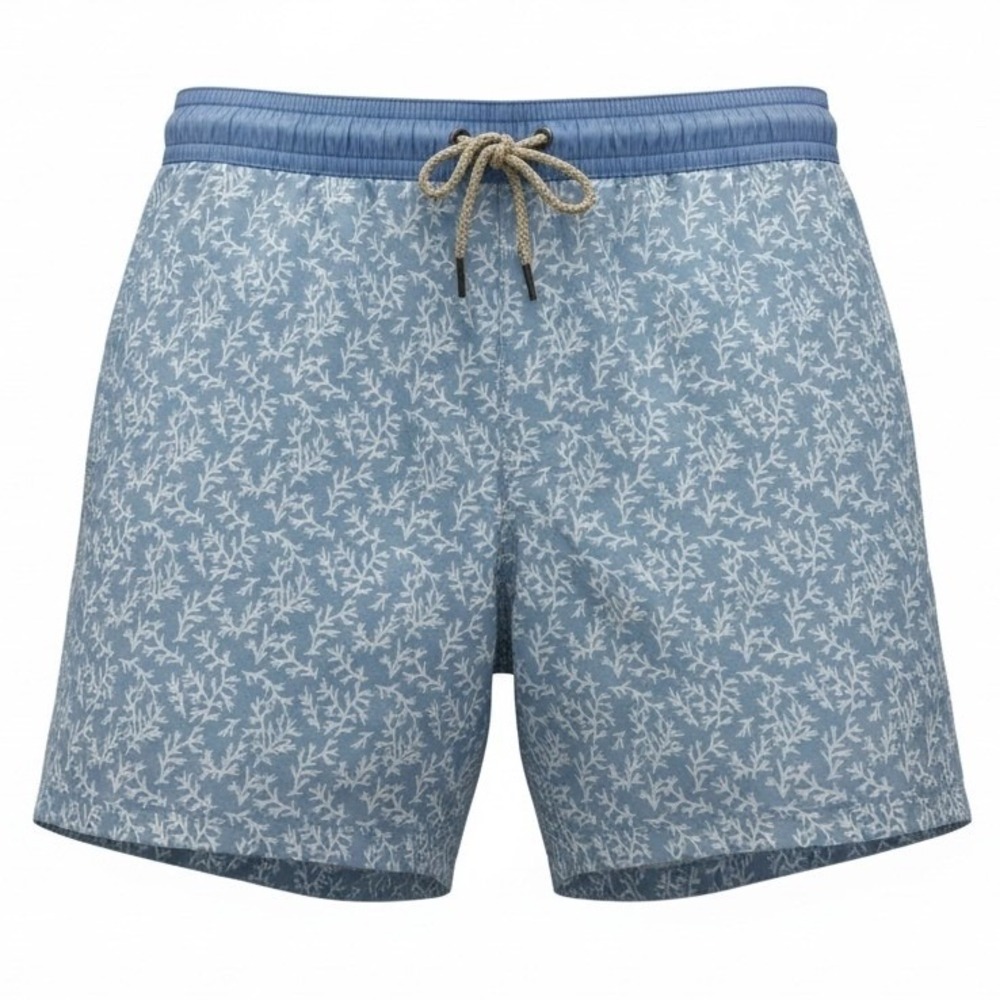 Fair Harbor Swim Trunks Men XXL 7" Inseam‎ Shorts Blue Coral Branch Recycled